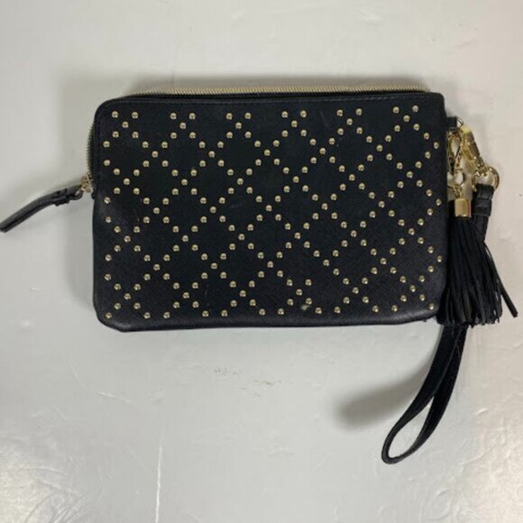 Victoria’s Secret Black with Gold Studded Wristlet Wallet with Tassel - Picture 3 of 7